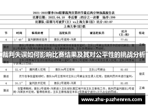 裁判失误如何影响比赛结果及其对公平性的挑战分析 裁判失误如何影响比赛结果及其对公平性的挑战分析